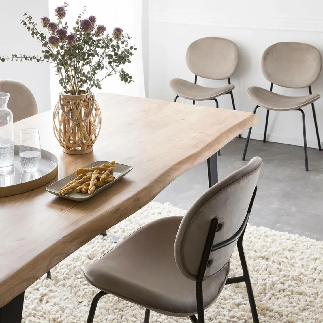 Made in Meubles Chaise<Chaise en velours marron glacé Sohane (lot de 2)