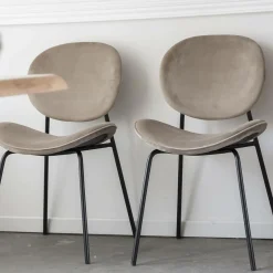 Made in Meubles Chaise<Chaise en velours marron glacé Sohane (lot de 2)