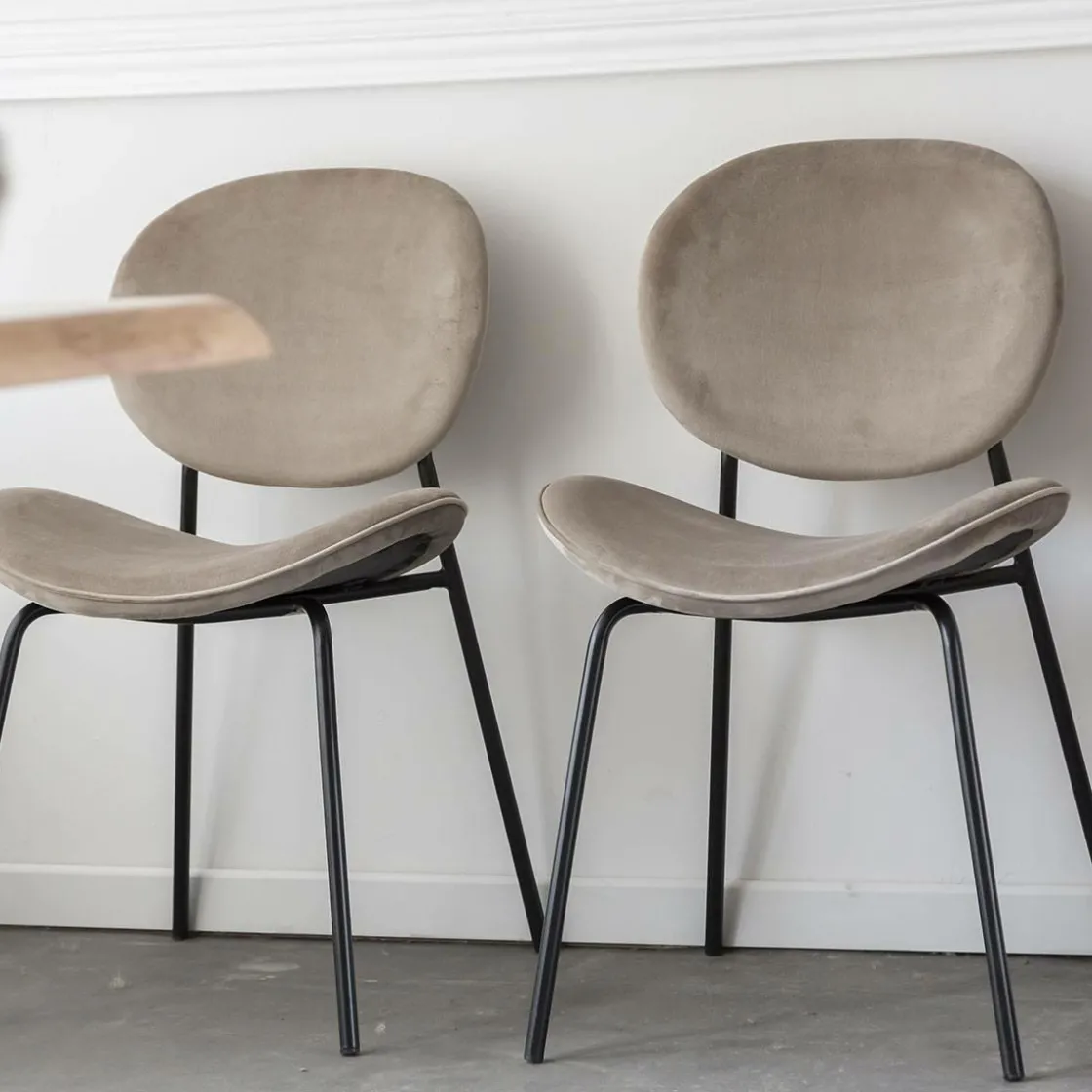 Made in Meubles Chaise<Chaise en velours marron glacé Sohane (lot de 2)