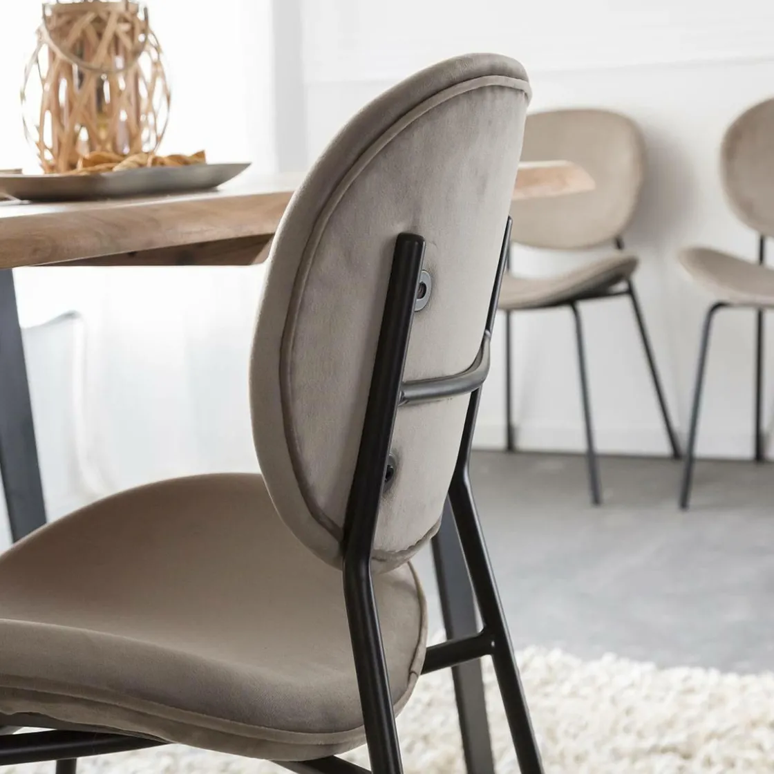 Made in Meubles Chaise<Chaise en velours marron glacé Sohane (lot de 2)