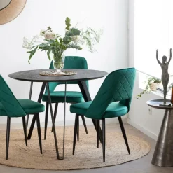 Made in Meubles Chaise<Chaise en velours vert Rumba (lot de 2)