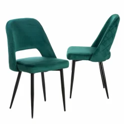 Made in Meubles Chaise<Chaise en velours vert Rumba (lot de 2)