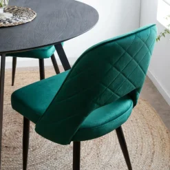 Made in Meubles Chaise<Chaise en velours vert Rumba (lot de 2)