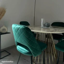 Made in Meubles Chaise<Chaise en velours vert Rumba (lot de 2)