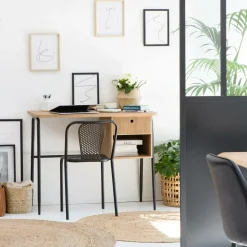 Made in Meubles Chaise<Chaise perforée en métal noir Julien (lot de 2)