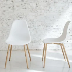 Made in Meubles Chaise<Chaise scandinave blanc pieds compas Marius (lot de 2)