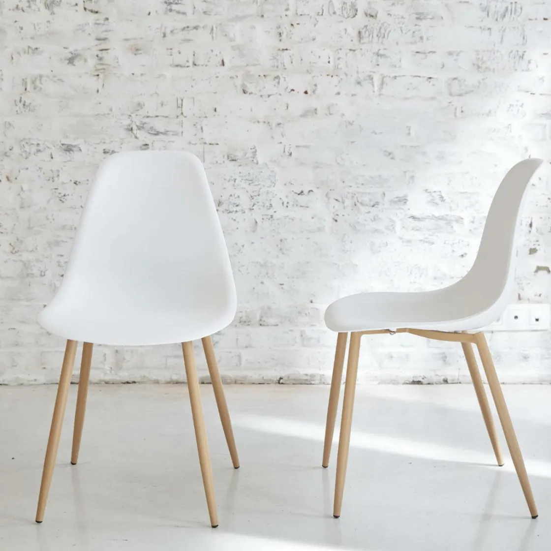 Made in Meubles Chaise<Chaise scandinave blanc pieds compas Marius (lot de 2)