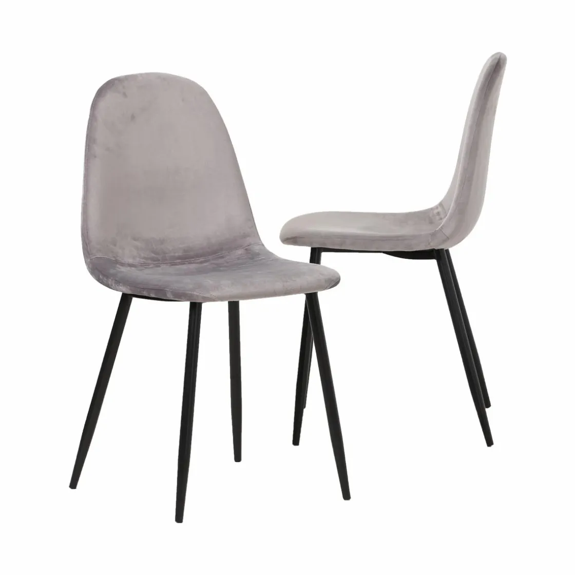 Made in Meubles Chaise<Chaise scandinave en velours gris Copenhague (lot de 2)