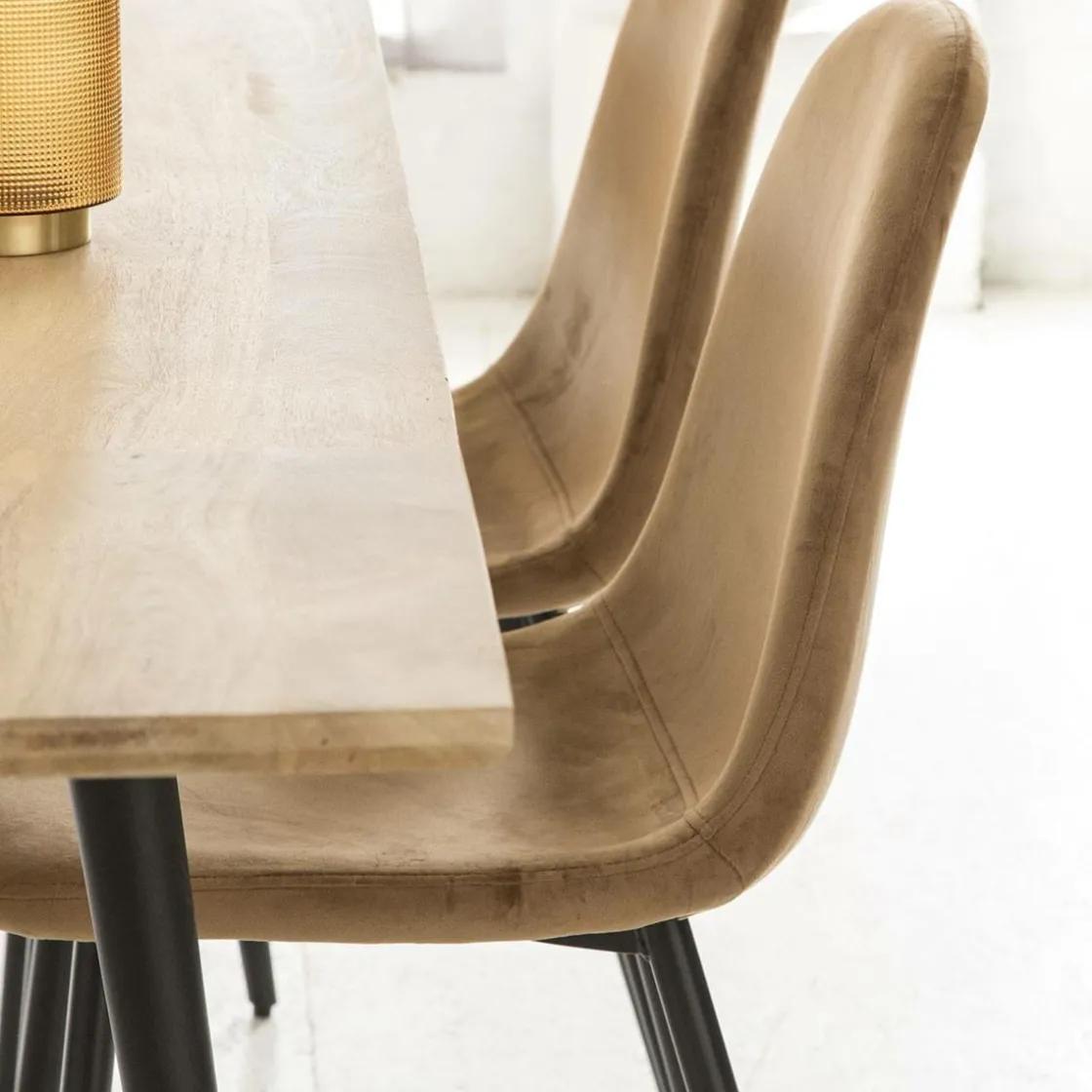 Made in Meubles Chaise<Chaise scandinave en velours marron café Copenhague (lot de 2)