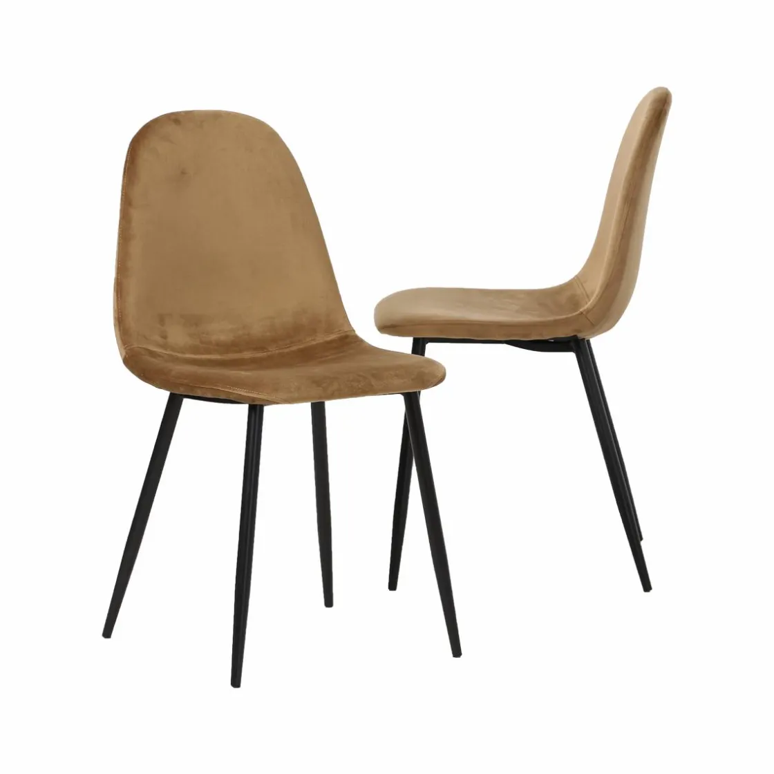 Made in Meubles Chaise<Chaise scandinave en velours marron café Copenhague (lot de 2)