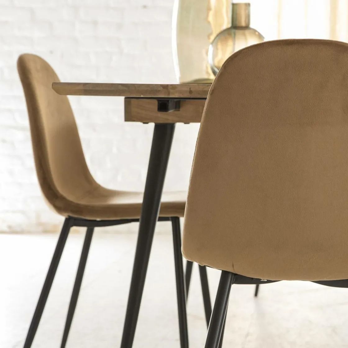 Made in Meubles Chaise<Chaise scandinave en velours marron café Copenhague (lot de 2)