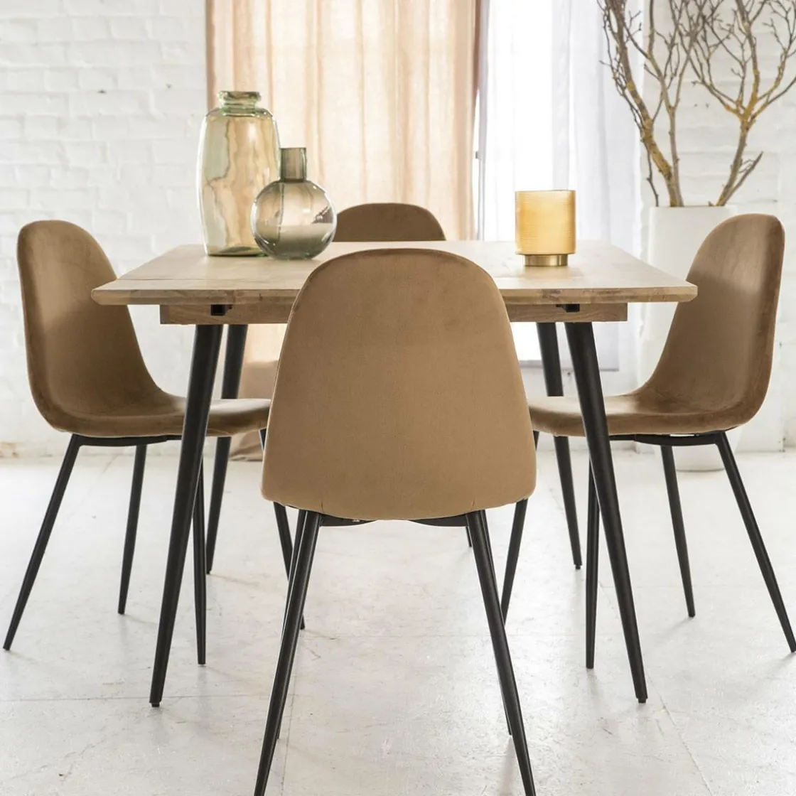 Made in Meubles Chaise<Chaise scandinave en velours marron café Copenhague (lot de 2)