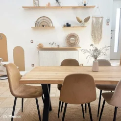 Made in Meubles Chaise<Chaise scandinave en velours marron café Copenhague (lot de 2)