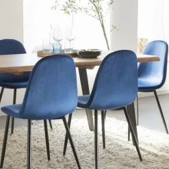 Made in Meubles Chaise<Chaise scandinave en velours bleu roi Copenhague (lot de 2)