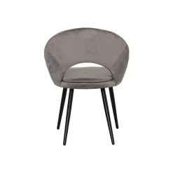 Made in Meubles Chaise<Chaise style fauteuil en velours gris souris Elouan (lot de 2)