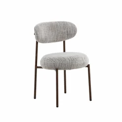 Made in Meubles Chaise<Chaise tissu écru chiné taupe pieds métal effet bois Janis (lot de 2)