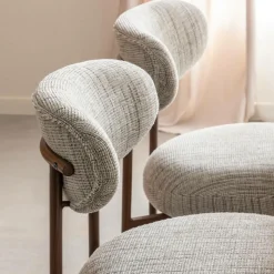 Made in Meubles Chaise<Chaise tissu écru chiné taupe pieds métal effet bois Janis (lot de 2)