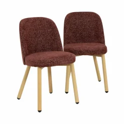 Made in Meubles Chaise<Chaise tissu terracotta et pieds en métal effet bois Vilma (lot de 2)