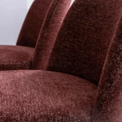 Made in Meubles Chaise<Chaise tissu terracotta et pieds en métal effet bois Vilma (lot de 2)