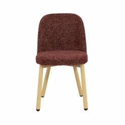 Made in Meubles Chaise<Chaise tissu terracotta et pieds en métal effet bois Vilma (lot de 2)