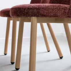 Made in Meubles Chaise<Chaise tissu terracotta et pieds en métal effet bois Vilma (lot de 2)