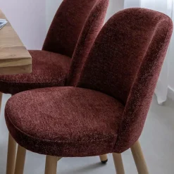 Made in Meubles Chaise<Chaise tissu terracotta et pieds en métal effet bois Vilma (lot de 2)