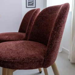 Made in Meubles Chaise<Chaise tissu terracotta et pieds en métal effet bois Vilma (lot de 2)