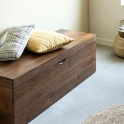 Made in Meubles Banc|Meuble De Rangement<Coffre banc en bois de manguier foncé Babeth