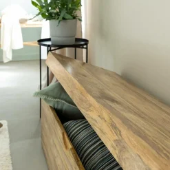 Made in Meubles Banc|Meuble De Rangement<Coffre banc en bois de manguier clair Babeth