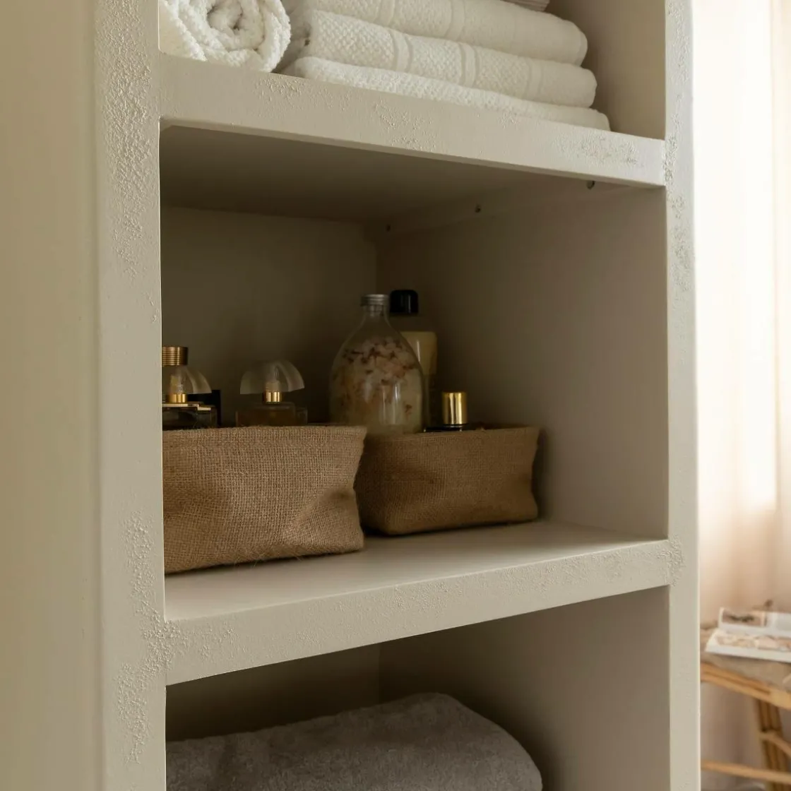 Made in Meubles Colonne|Armoire<Colonne de salle de bain en bois effet béton et bois d'acacia Dalva