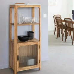 Made in Meubles Colonne<Colonne en bois d'acacia et marbre Emyr