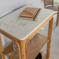 Made in Meubles Colonne<Colonne en bois d'acacia et marbre Emyr