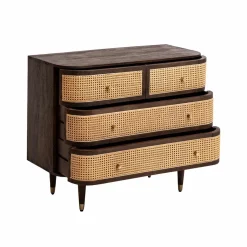 Made in Meubles Commode<Commode 4 tiroirs en bois de manguier et cannage Soren