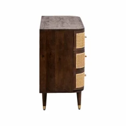 Made in Meubles Commode<Commode 4 tiroirs en bois de manguier et cannage Soren