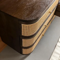 Made in Meubles Commode<Commode 6 tiroirs en bois de manguier et cannage Soren