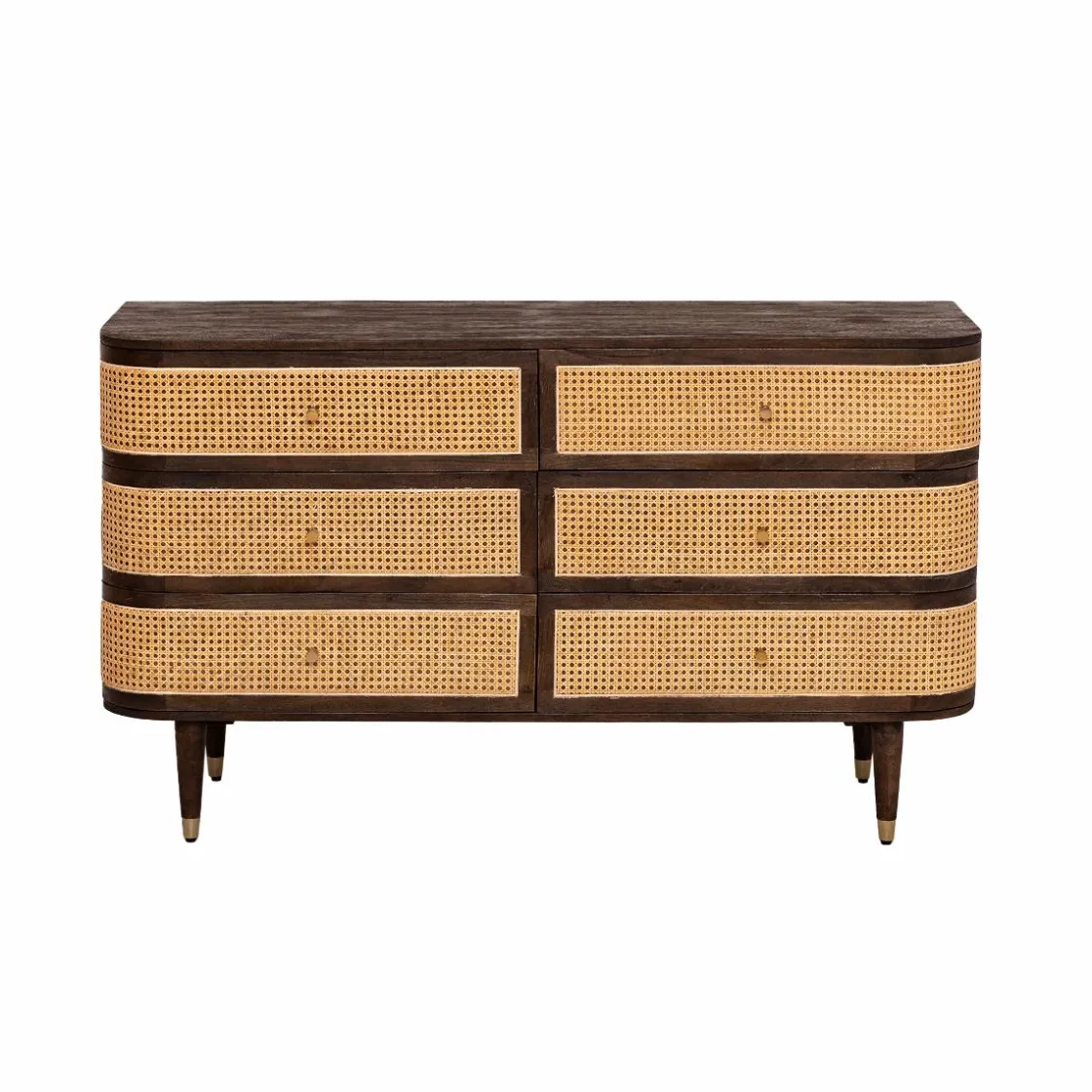 Made in Meubles Commode<Commode 6 tiroirs en bois de manguier et cannage Soren