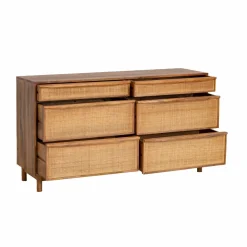 Made in Meubles Commode<Commode en bois de manguier et cannage Rim