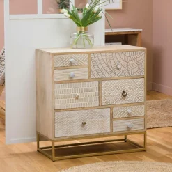 Made in Meubles Commode<Commode en bois de manguier et métal Vic