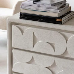 Made in Meubles Commode<Commode en bois effet béton blanc Danaé