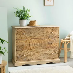 Made in Meubles Commode<Commode sculpté en bois de manguier Adonie