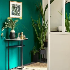 Made in Meubles Table Console<Console demi-lune en marbre blanc et métal Marceau