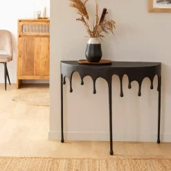 Made in Meubles Table Console<Console en aluminium noir Calypso