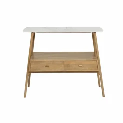 Made in Meubles Table Console<Console en bois de manguier et marbre Hari