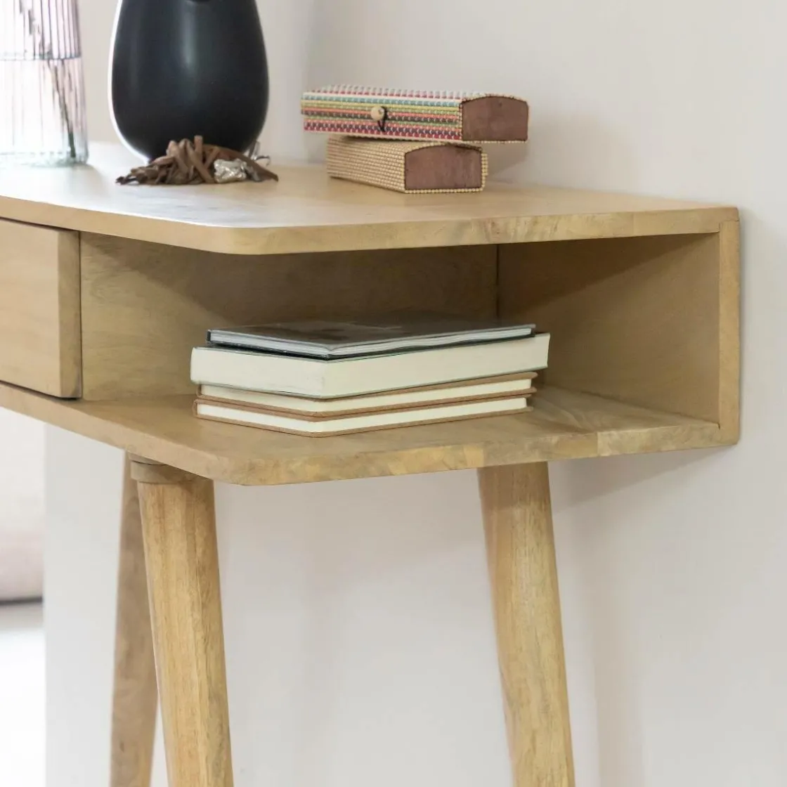 Made in Meubles Table Console<Console en bois de manguier Amara