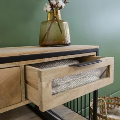 Made in Meubles Table Console<Console en bois de manguier et métal Héloïse