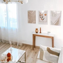 Made in Meubles Table Console<Console en bois de manguier et marbre Arthuro