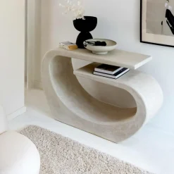 Made in Meubles Table Console<Console en bois effet béton blanc Danaé