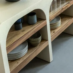 Made in Meubles Table Console<Console en bois effet béton et bois d'acacia Dalva