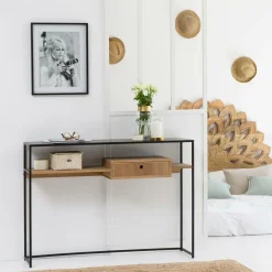 Made in Meubles Table Console<Console en bois et métal Ortense