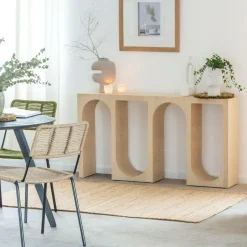 Made in Meubles Table Console<Console en chêne massif clair Octave